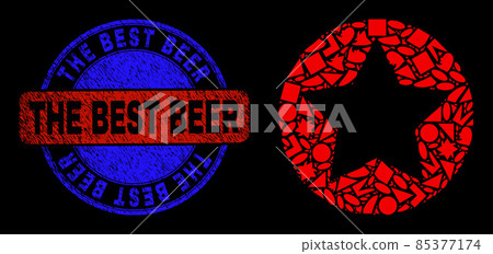 Bicolor Scratched The Best Beer Stamp and Geometric Mosaic Rounded Star Icon Bicolor Scratched The Best Beer Stamp and Geometric Mosaic Rounded Star Icon 85377174