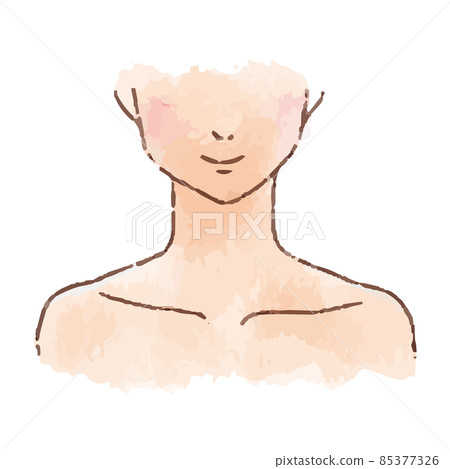 水彩風格的身體部位 鼻子、頸部、鎖骨下方 水彩風格的身體部位 鼻子、頸部、鎖骨下方 85377326