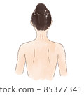 水彩風格的身體部位女性背部和背部 85377341