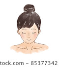 水彩風格的身體部位女性頭部和髮髻 85377342