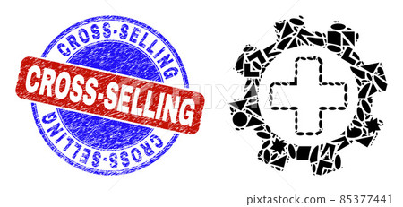 Bicolor Rubber Cross-Selling Badge and Geometric Mosaic Medical Settings Icon Bicolor Rubber Cross-Selling Badge and Geometric Mosaic Medical Settings Icon 85377441