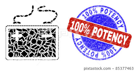 Bicolor Scratched 100% Potency Badge And Geometric Mosaic Accumulator Battery Icon Bicolor Scratched 100% Potency Badge And Geometric Mosaic Accumulator Battery Icon 85377463