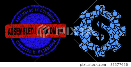 Bicolor Grunge Assembled in Colombia Badge and Geometric Mosaic Financial Settings Icon Bicolor Grunge Assembled in Colombia Badge and Geometric Mosaic Financial Settings Icon 85377636