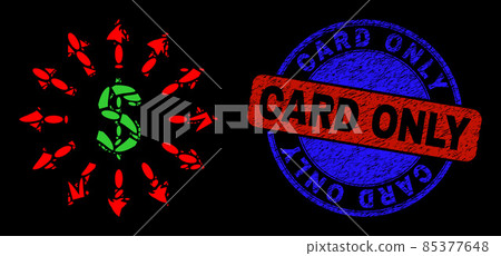 Bicolor Grunge Card Only Badge and Geometric Mosaic Dollar Emission Icon 85377648