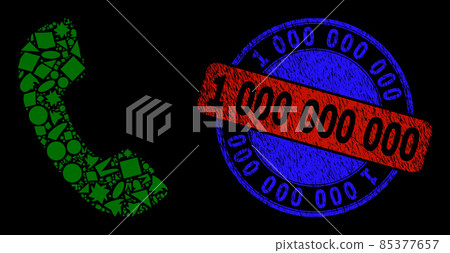 Bicolor Scratched 1 000 000 000 Seal and Geometric Mosaic Phone Receiver Icon Bicolor Scratched 1 000 000 000 Seal and Geometric Mosaic Phone Receiver Icon 85377657