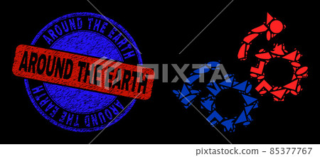 Bicolor Rubber Around the Earth Stamp and... - Stock Illustration ...