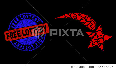 Bicolor Rubber Free Lottery Stamp Seal and Geometric Mosaic Falling Star Icon Bicolor Rubber Free Lottery Stamp Seal and Geometric Mosaic Falling Star Icon 85377807
