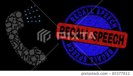 Bicolor Rubber Recall Speech Stamp Seal And Geometric Mosaic Phone Sound Icon 85377812