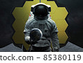 Astronaut and telescope James Webb. JWST launch art. Elements of image provided by Nasa 85380119