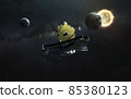 James Webb telescope explores deep space. JWST launch art. Elements of image provided by Nasa 85380123