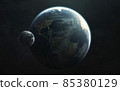 North and South America. Planet Earth and Moon view from space. Elements of image provided by Nasa 85380129