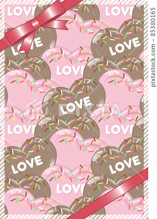 Illustration of heart-shaped chocolate and ribbon 85380165