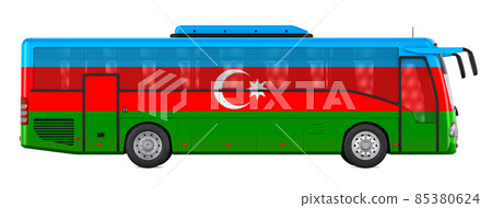 Bus travel in Azerbaijan, Azerbaijani bus tours, concept. 3D rendering Bus travel in Azerbaijan, Azerbaijani bus tours, concept. 3D rendering 85380624