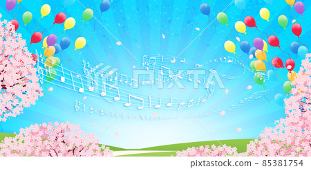 Cherry blossom tree lined balloon ceremony Cherry blossom tree lined balloon ceremony 85381754