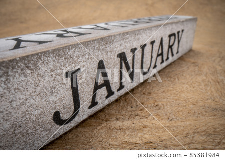January text on grunge wooden block January text on grunge wooden block 85381984
