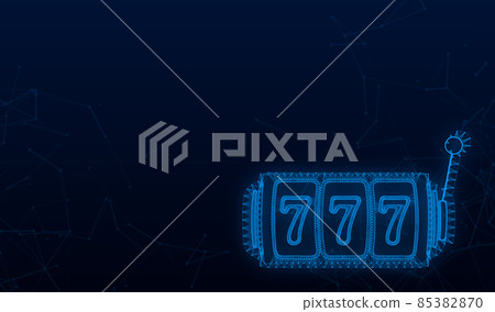 Retro banner for game background design. Winner banner. Slot machine with lucky sevens jackpot. Vector stock illustration 85382870