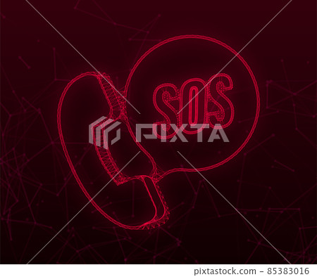 SOS emergency call. 911 calling. A cry for help. Vector stock illustration 85383016