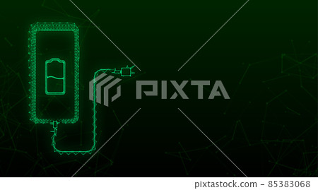 Smartphone charger adapter and electric socket, low battery notification. Vector stock illustration 85383068