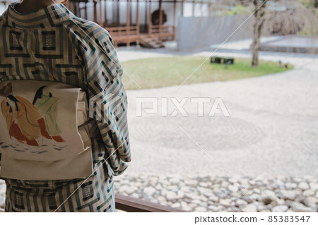 Kimono women and Japanese houses and gardens Kimono women and Japanese houses and gardens 85383547