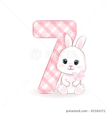 Cute little rabbit, Happy birthday 7 years old 85384372