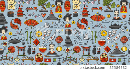 Japanese traditions and culture. Seamless Pattern for your design 85384582