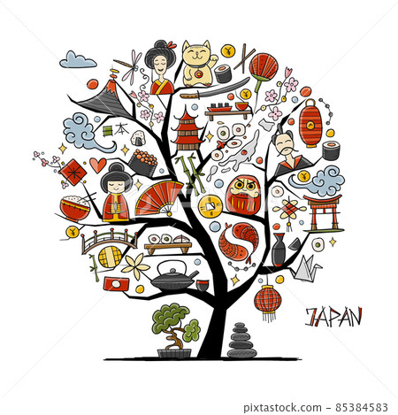 Japanese traditions and culture. Art tree for your design 85384583