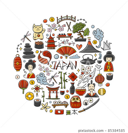Japanese traditions and culture. Circle frame for your design 85384585