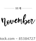 11 月（黑色）手工刻字繪製的英文字母 85384727