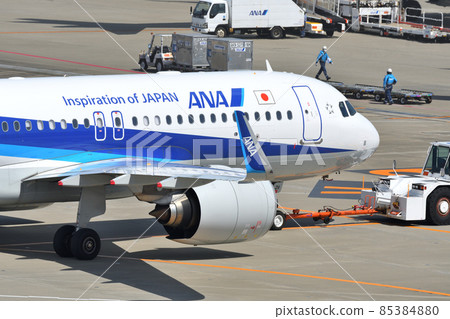 All Nippon Airways (ANA) airliner preparing for departure 85384880