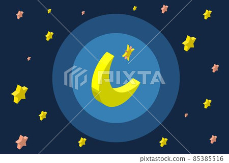 等距新月和繁星點點的夜空的插圖。 85385516