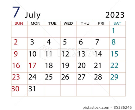 2023 calendar July 85386246
