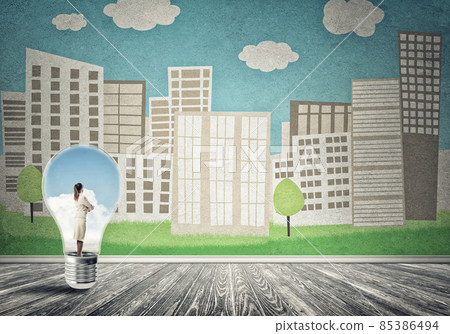 Businesswoman trapped in bulb 85386494