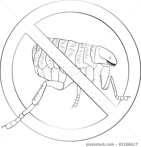 Stop fleas bugs sign black line vector symbol 85386627