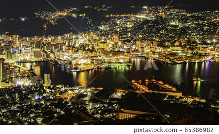 Nagasaki, the world's three major night views from Mt. Inasa, Nagasaki City, Nagasaki Prefecture Nagasaki, the world's three major night views from Mt. Inasa, Nagasaki City, Nagasaki Prefecture 85386982