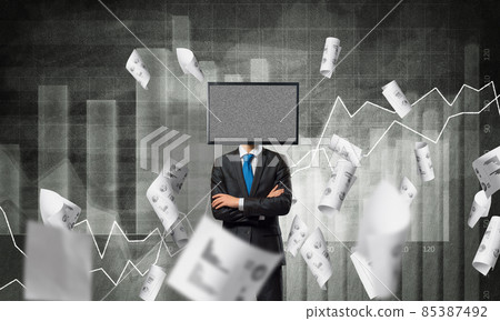 Businessman with TV instead of head. Businessman with TV instead of head. 85387492