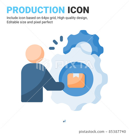 Production icon vector with flat color style isolated on white background. Vector illustration manufacture sign symbol icon concept for business, finance, industry, company, apps, web and project Production icon vector with flat color style isolated on white background. Vector illustration manufacture sign symbol icon concept for business, finance, industry, company, apps, web and project 85387740