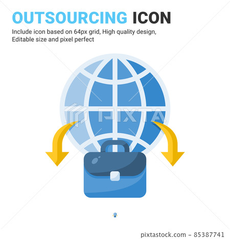 Outsourcing icon vector with flat color style isolated on white background. Vector illustration outsource sign symbol icon concept for business, finance, industry, company, apps, web and project Outsourcing icon vector with flat color style isolated on white background. Vector illustration outsource sign symbol icon concept for business, finance, industry, company, apps, web and project 85387741