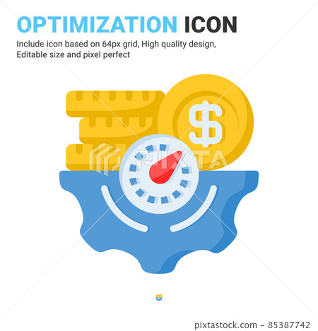 Optimization icon vector with flat color style isolated on white background. Vector illustration performance sign symbol icon concept for business, finance, industry, company, apps, web and project Optimization icon vector with flat color style isolated on white background. Vector illustration performance sign symbol icon concept for business, finance, industry, company, apps, web and project 85387742