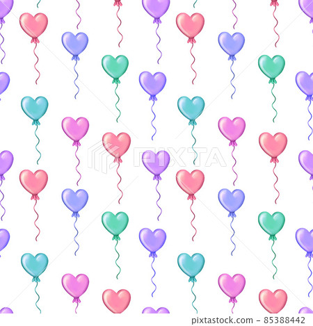 seamless pattern with heart shaped air balloons - Stock Illustration ...