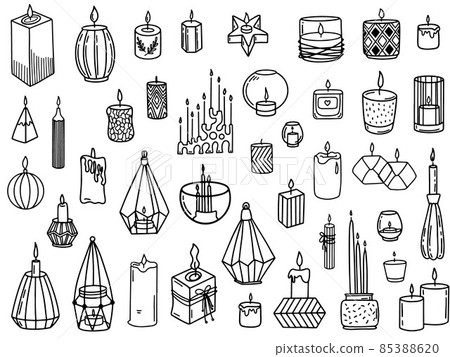 Set of doodle icons of assorted candlesticks 85388620