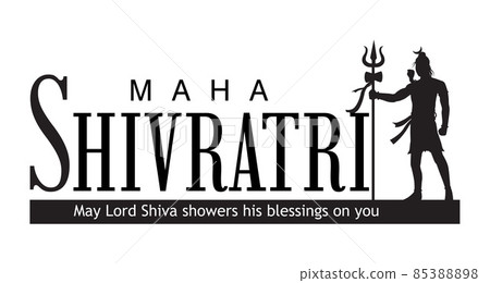 Silhouette of Indian Lord Shiva standing with text Maha Shivratri. Vector Silhouette of Indian Lord Shiva standing with text Maha Shivratri. Vector 85388898