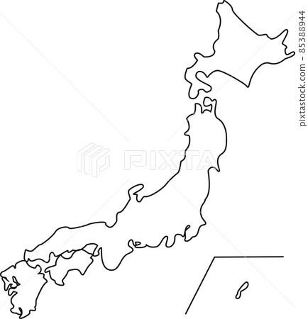 Pop and cute line drawing illustrations of the Japanese archipelago 85388944