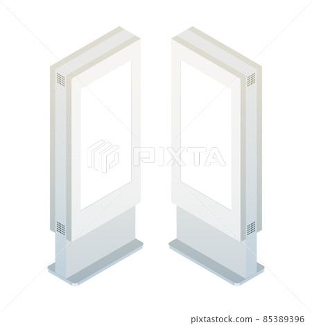 Freestanding information kiosk, terminal, stand. Isometric Freestanding information kiosk, terminal, stand. Isometric 85389396