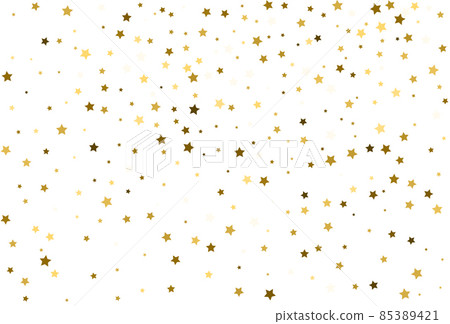 Christmas drawing with gold stars. Golden stars Celebration Confetti. 85389421