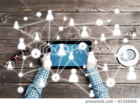 Concept of social communication and networking with social connection lines 85389868