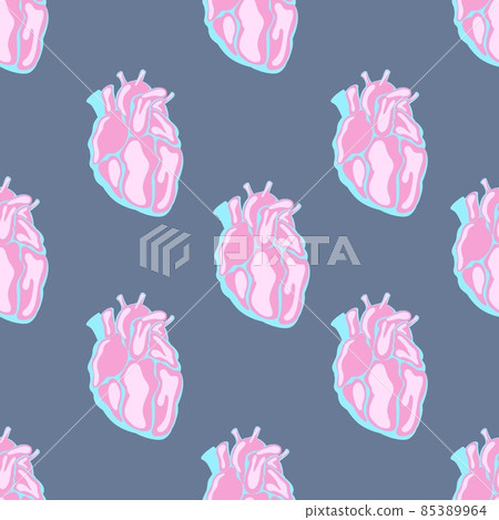 Valentines Day romantic background. Love pattern in Style of 90's with Human Hearts. 85389964