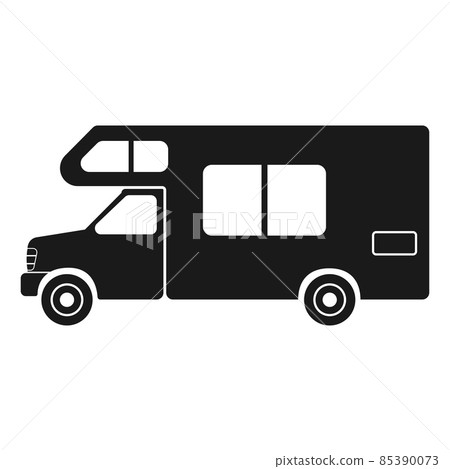 Camper. Motorhome icon. Car for travel and tourism. Side view. Camper. Motorhome icon. Car for travel and tourism. Side view. 85390073