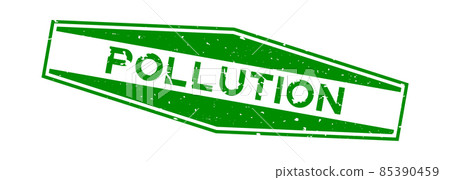 Grunge green pollution word hexagon rubber seal stamp on white background Grunge green pollution word hexagon rubber seal stamp on white background 85390459