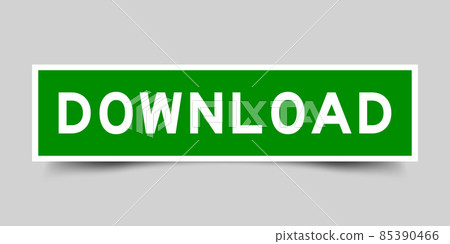Sticker label with word download in green color on gray background Sticker label with word download in green color on gray background 85390466