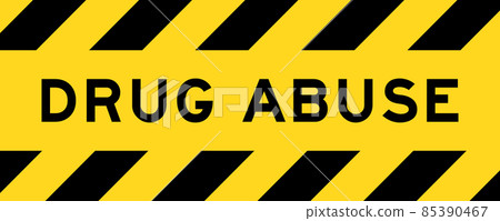 Yellow and black color with line striped label banner with word drug abuse Yellow and black color with line striped label banner with word drug abuse 85390467